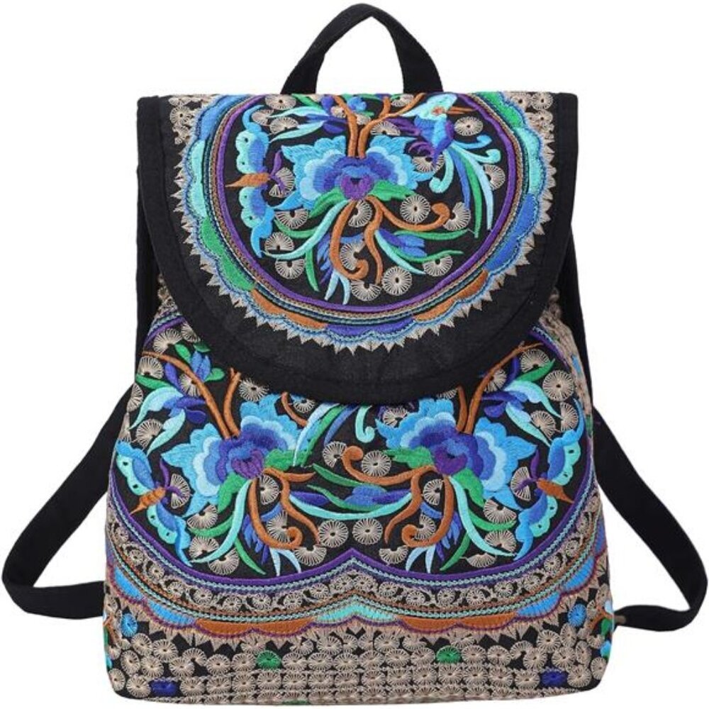 Vintage Embroidered Women Backpacks BohoBackpack Purse Ethnic Travel ShoulderBag